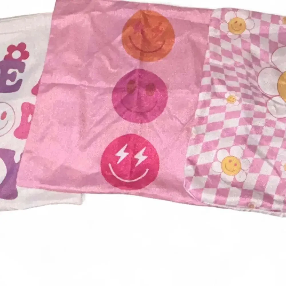 6 Pcs Pink and White Preppy Smiley Aesthetic Throw Pillow Covers